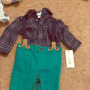 Cat and Jack NWT Suspenders outfit